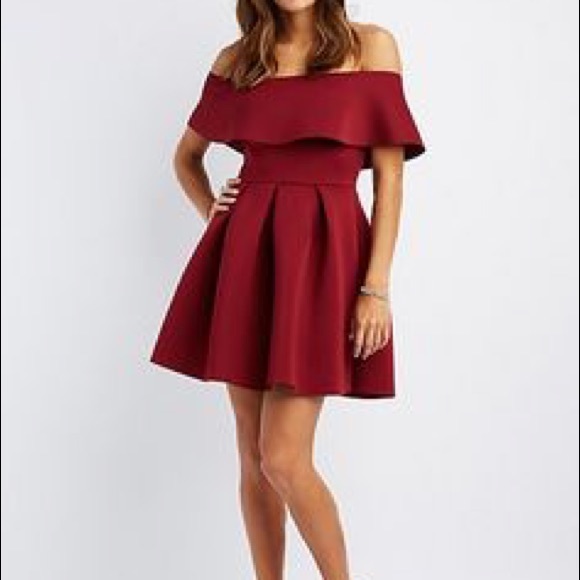 off the shoulder scuba skater dress